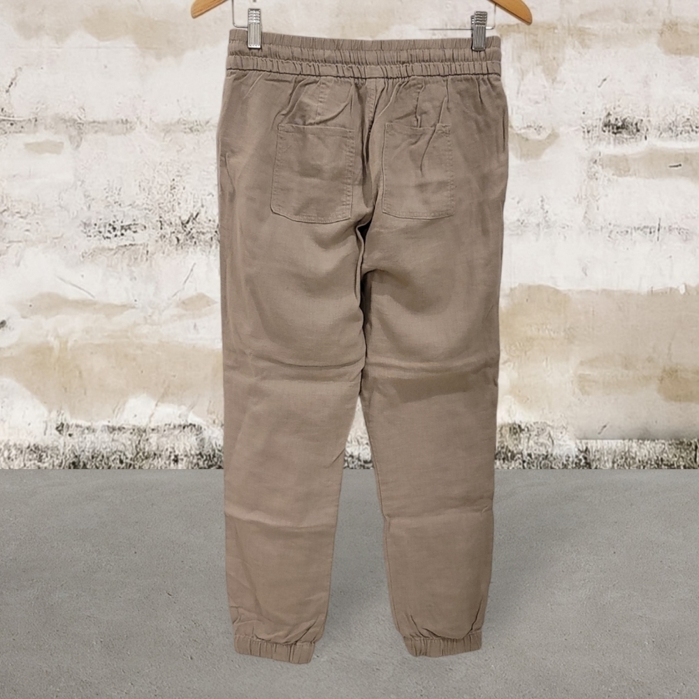 Calvin Klein Jeans Linen Blennd Beach Pants Elastic Ankle Drawstring Waist Sz 2 - Picture 5 of 9